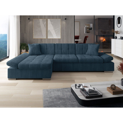 Rohová sedačka na každodenní spaní MARLA - modrá, levý roh