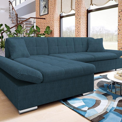 Rohová sedačka na každodenní spaní MARLA - modrá, levý roh