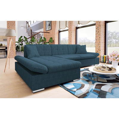 Rohová sedačka na každodenní spaní MARLA - modrá, levý roh