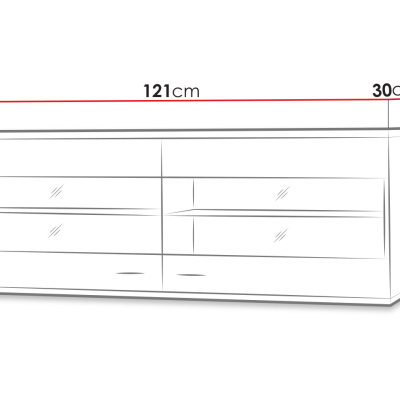 Závěsná vitrína s LED osvětlením YUNA - dub lefkas / černá