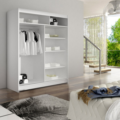 Zrcadlová šatní skříň 150 cm s LED osvětlením PIRITU 5 - bílá / dub artisan