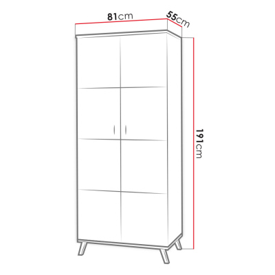 Dvoudveřová šatní skříň 81 cm YUNA - dub lefkas / černá