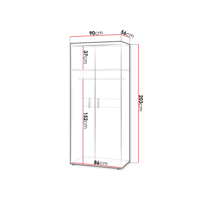 Dvoudveřová šatní skříň 90 cm CHENG - švestka / krémová