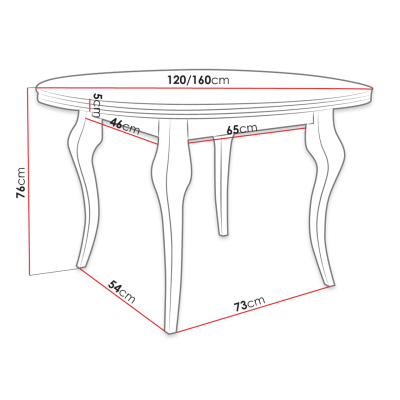 Rozkládací jídelní stůl 120 cm se 6 židlemi KRAM 1 - bílý / růžový