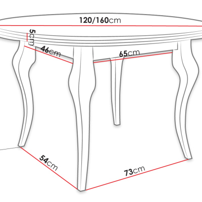 Rozkládací jídelní stůl 120 cm se 6 židlemi KRAM 1 - bílý / béžový