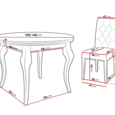 Rozkládací jídelní stůl 100 cm se 6 židlemi KRAM 1 - bílý / zelený
