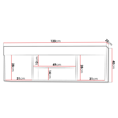 Závěsná police TAKA 4 - dub sonoma
