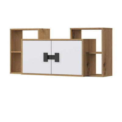 Závěsná police BASHIRA 1 - dub / bílá