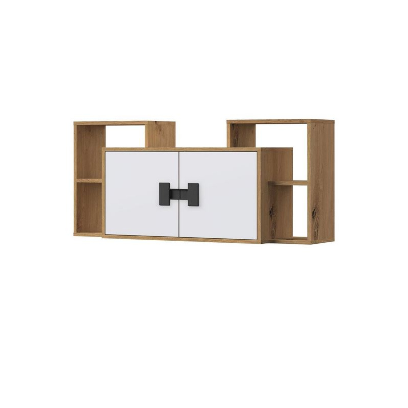 Závěsná police BASHIRA 1 - dub / bílá