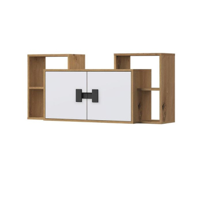 Závěsná police BASHIRA 1 - dub / bílá