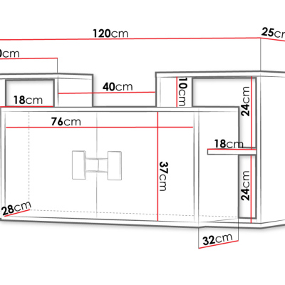 Závěsná police BASHIRA 1 - dub / bílá