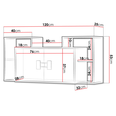 Závěsná police BASHIRA 1 - dub / bílá