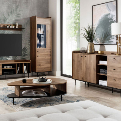 Nábytek do obývacího pokoje s modrým LED osvětlením MARIKO 4 - brandy castello