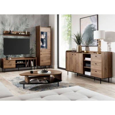 Nábytek do obývacího pokoje s modrým LED osvětlením MARIKO 4 - brandy castello