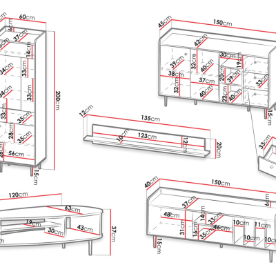 Nábytek do obývacího pokoje s modrým LED osvětlením MARIKO 4 - brandy castello