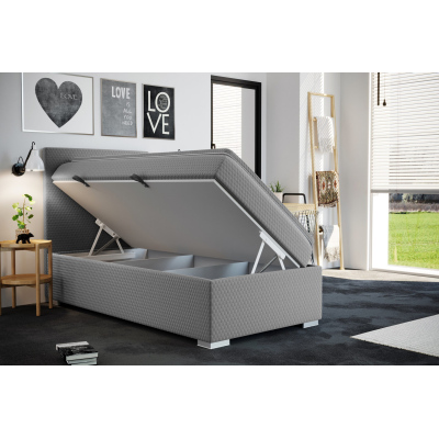 Prošívaná postel boxspring IBOLYA - 90x200, světle šedá