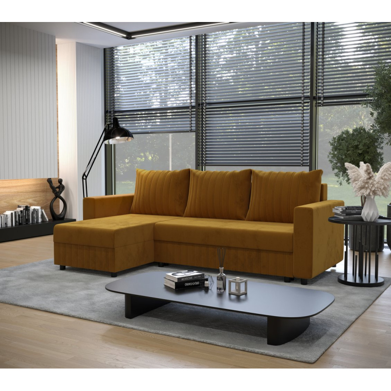 Rozkládací sedací souprava EDITH - žlutá