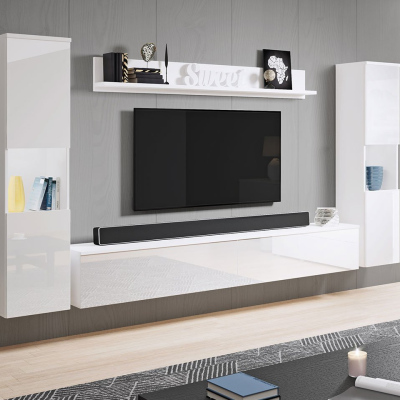 Moderní obývací stěna ROSALIO XL - lesklá bílá / bílá