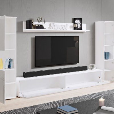 Moderní obývací stěna ROSALIO XL - dub wotan / lesklá bílá
