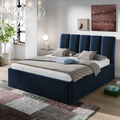 Čalouněná manželská postel 160x200 TRALEE - modrá