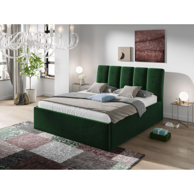 Čalouněná manželská postel 140x200 TRALEE - zelená