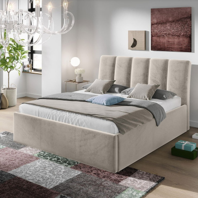 Čalouněná manželská postel 140x200 TRALEE - světlá šedá
