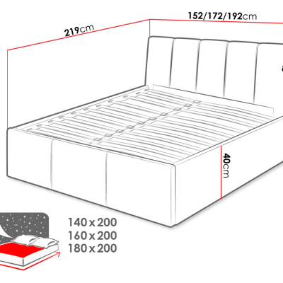 Čalouněná manželská postel 160x200 TRALEE - modrá