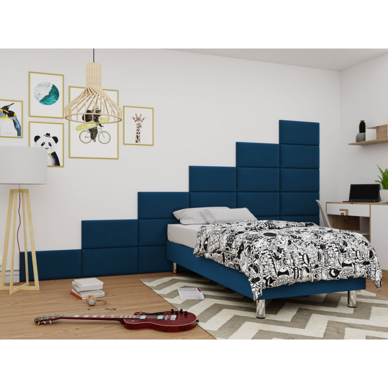 Čalouněná jednolůžková postel 90x200 NECHLIN 2 - modrá + panely 60x30 cm ZDARMA