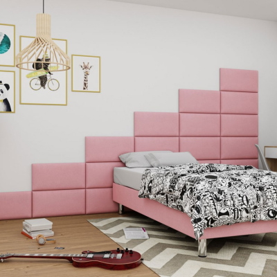 Čalouněná jednolůžková postel 80x200 NECHLIN 2 - růžová + panely 60x30 cm ZDARMA