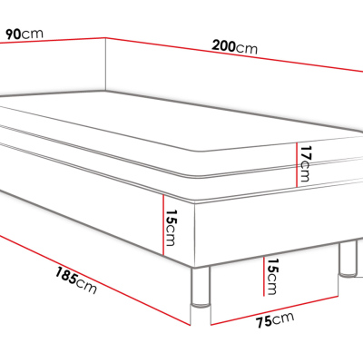 Čalouněná jednolůžková postel 90x200 NECHLIN 2 - bílá ekokůže + panely 60x30 cm ZDARMA