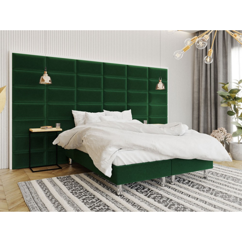 Čalouněná manželská postel 180x200 NECHLIN 2 - zelená + panely 60x30 cm ZDARMA
