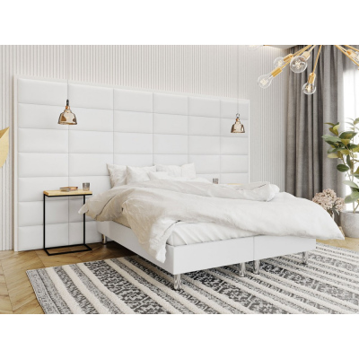 Čalouněná manželská postel 160x200 NECHLIN 2 - bílá ekokůže + panely 60x30 cm ZDARMA
