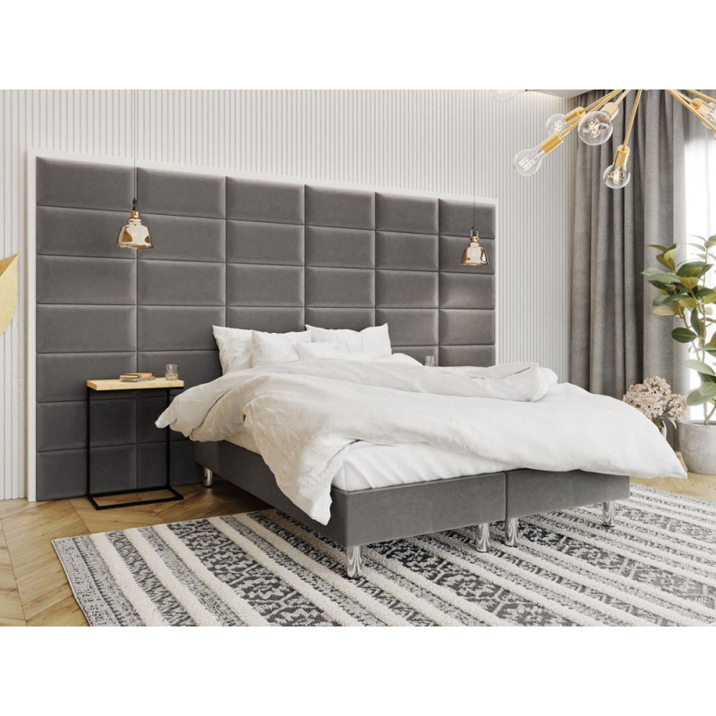 Čalouněná manželská postel 160x200 NECHLIN 2 - šedá + panely 60x30 cm ZDARMA