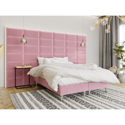 Čalouněná manželská postel 160x200 NECHLIN 2 - růžová + panely 60x30 cm ZDARMA