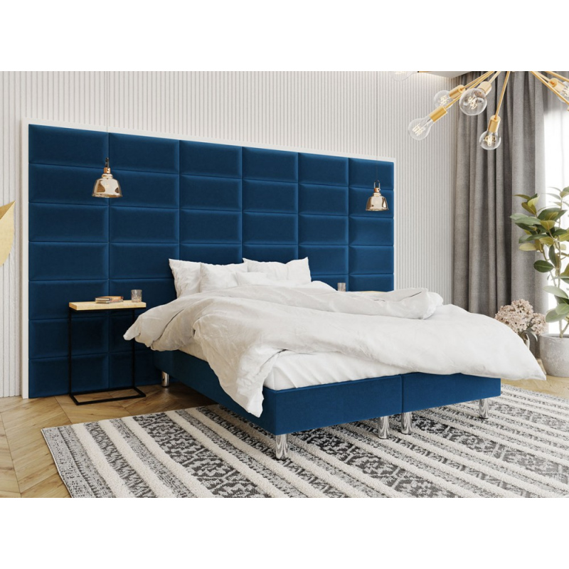 Čalouněná manželská postel 140x200 NECHLIN 2 - modrá + panely 60x30 cm ZDARMA