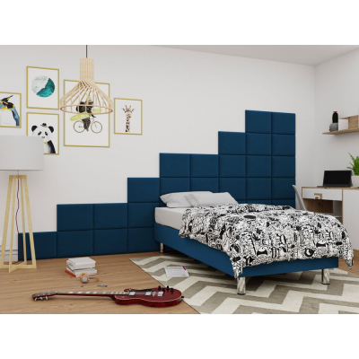 Čalouněná jednolůžková postel 90x200 NECHLIN 2 - modrá + panely 40x30 cm ZDARMA