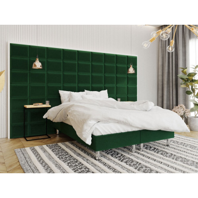 Čalouněná manželská postel 160x200 NECHLIN 2 - zelená + panely 40x30 cm ZDARMA
