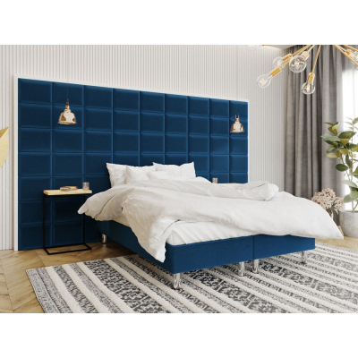 Čalouněná manželská postel 160x200 NECHLIN 2 - modrá + panely 40x30 cm ZDARMA