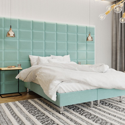 Čalouněná manželská postel 160x200 NECHLIN 2 - mentolová + panely 40x30 cm ZDARMA