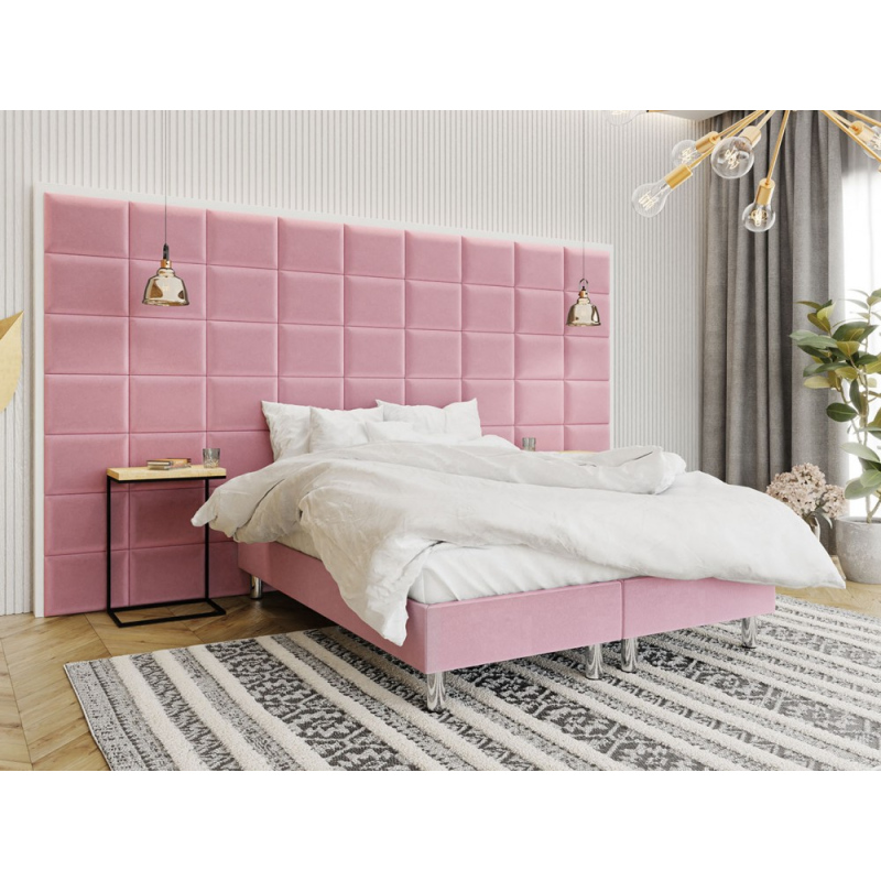 Čalouněná manželská postel 160x200 NECHLIN 2 - růžová + panely 40x30 cm ZDARMA