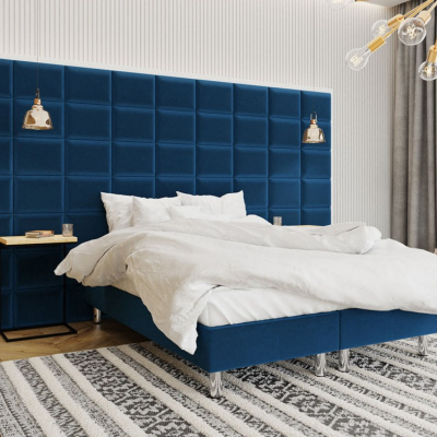 Čalouněná manželská postel 140x200 NECHLIN 2 - modrá + panely 40x30 cm ZDARMA