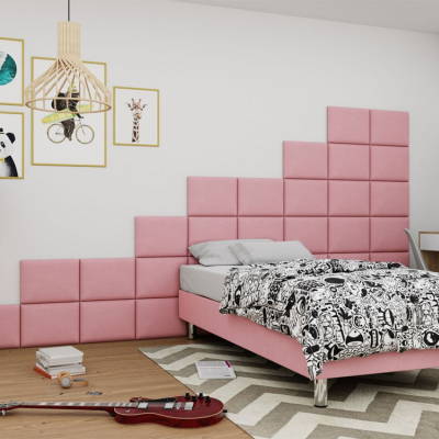 Čalouněná jednolůžková postel 120x200 NECHLIN 2 - růžová + panely 40x30 cm ZDARMA