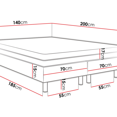 Čalouněná manželská postel 140x200 NECHLIN 2 - černá ekokůže + panely 40x30 cm ZDARMA