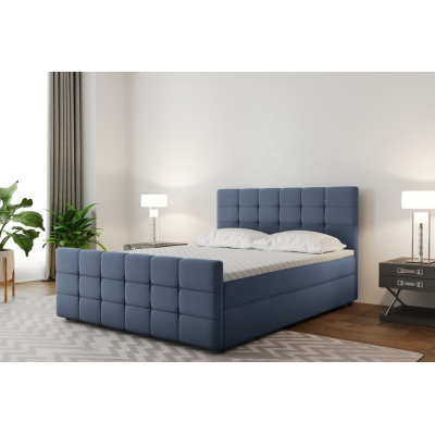 Boxspringová postel s prošíváním MAELIE - 200x200, modrá