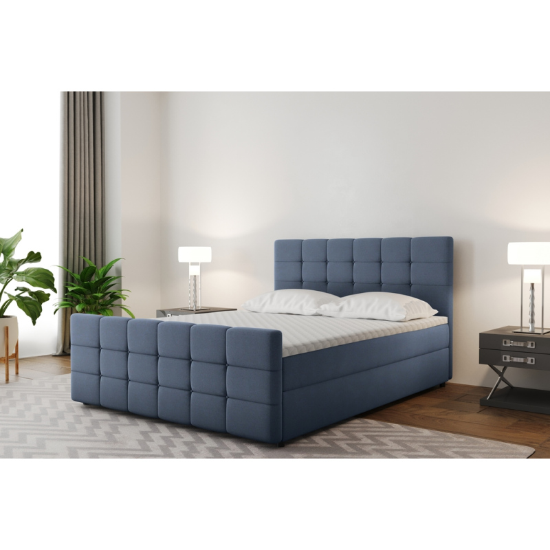 Boxspringová postel s prošíváním MAELIE - 180x200, modrá