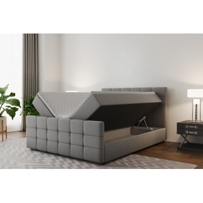 Boxspringová postel s prošíváním MAELIE - 160x200, šedá