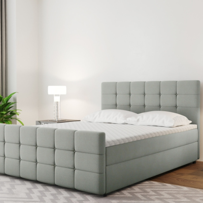 Boxspringová postel s prošíváním MAELIE - 140x200, šedá
