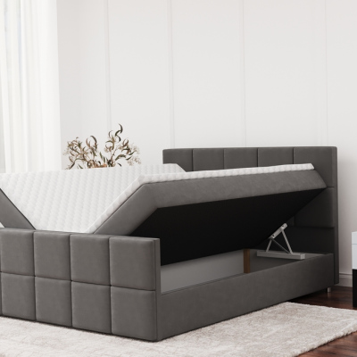 Čalouněná postel se dvěma čely HIMAWARI - 160x200, šedá