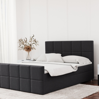 Čalouněná postel se dvěma čely HIMAWARI - 140x200, černá