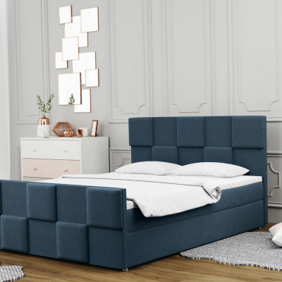 Boxspringová postel MARGARETA - 160x200, modrá